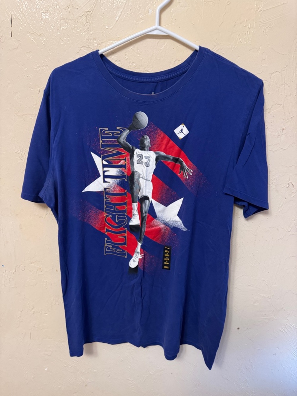 Jordan Men's Royal Blue 'Flight Time' Graphic Tee with Red & White Accents